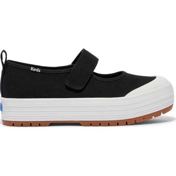 Elegant Black Canvas Womens Mary Jane Sneakers - Soft Footbed & Platform Height - Picture 2 of 6